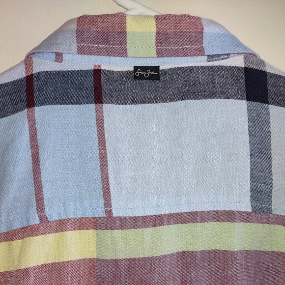 Sean John Linen Blend Short Sleeve Button Up Men's Shirt Blue Striped Size 3XL - Picture 6 of 10